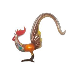 Russian Handblown Art Glass Figurine Rooster Bird